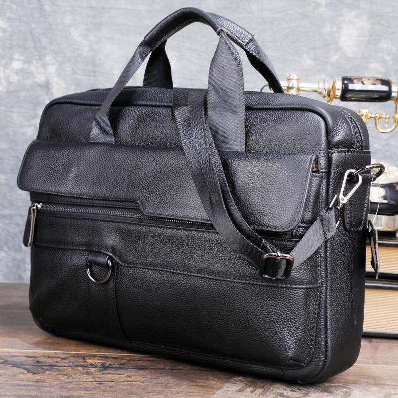 Laptop Accessories Box - Duża męska torebka z prawdziwej skóry