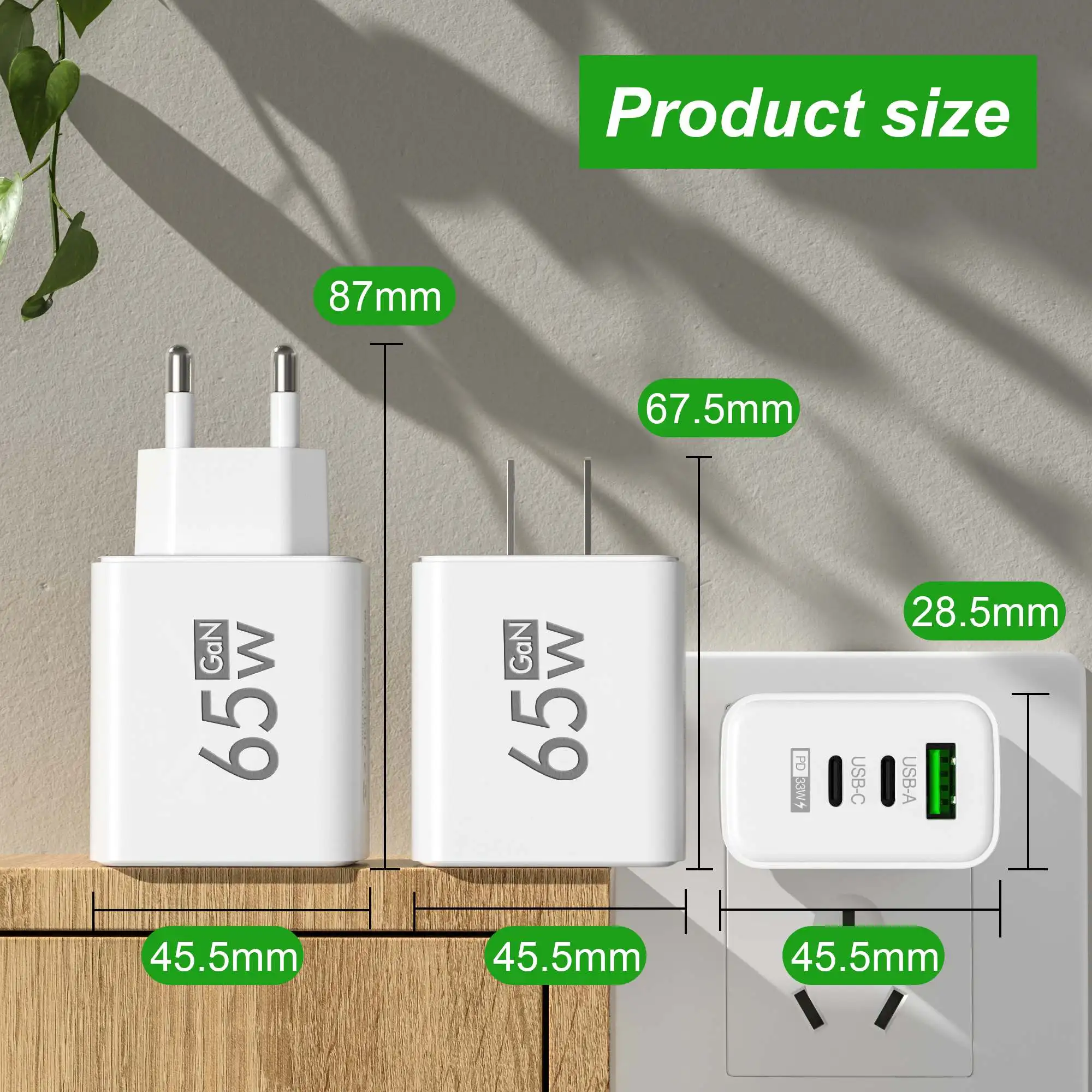 Laptop Accessories Usb - Składana ładowarka ścienna 65W GaN z