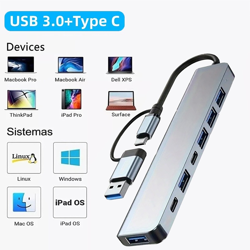 Hub USB 3.0 2 w 1, 7 portów, r – Laptop Accessories Usb recenzja i cena